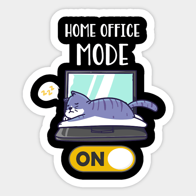 Home Office Mode On Lazy Cat On Laptop Fun Sticker by Foxxy Merch